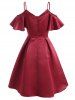 Guipure Lace Applique Cold Shoulder Butterfly Sleeve Swing Dress -  