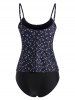 Maillot de Bain Tankini Noué Fleuri à Bretelle - Noir M