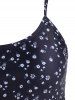 Maillot de Bain Tankini Noué Fleuri à Bretelle - Noir M