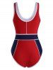 Piping Colorblock Cutout Tank One-piece Swimsuit -  