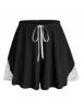 Plus Size Lace Panel Bowknot Two Piece PJ Shorts Set -  