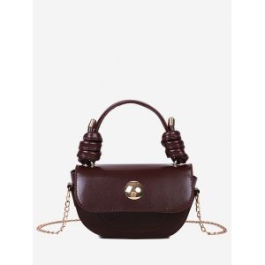 

Knotted Handle Chain Saddle Bag, Deep brown
