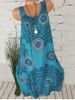 Guipure Lace Panel Ethnic Printed Sleeveless Trapeze Dress -  