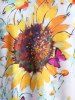 Plus Size Sunflower Pattern Short Sleeve Casual Tee -  