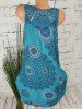 Guipure Lace Panel Ethnic Printed Sleeveless Trapeze Dress -  