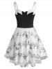 Plus Size Musical Notes Embroidery Lace Up Dress -  