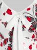 Plus Size Heart Butterfly Cold Shoulder Round Hem Knot Tee -  