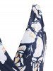 Flower Print Plunging Backless One-piece Swimsuit -  