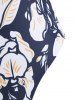 Flower Print Plunging Backless One-piece Swimsuit -  