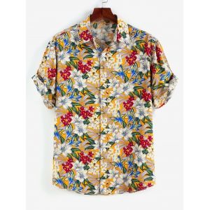 

Allover Floral Print Button Up Shirt, White