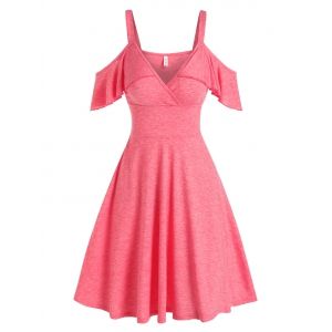 

Cold Shoulder Ruffled Mini Dress, Light pink