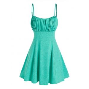 

Ruched Bust Thin Straps Mini Dress, Green