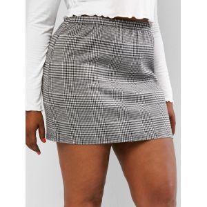 

Plus Size Houndstooth Plaid Slinky Skirt, Multi