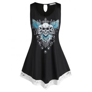 

Plus Size Skull Wings Print Gothic Tank Top, Black