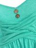 Button Front Criss Cross Flare T Shirt -  