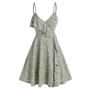 

Marled Flounce Surplice Slip Dress, Light green
