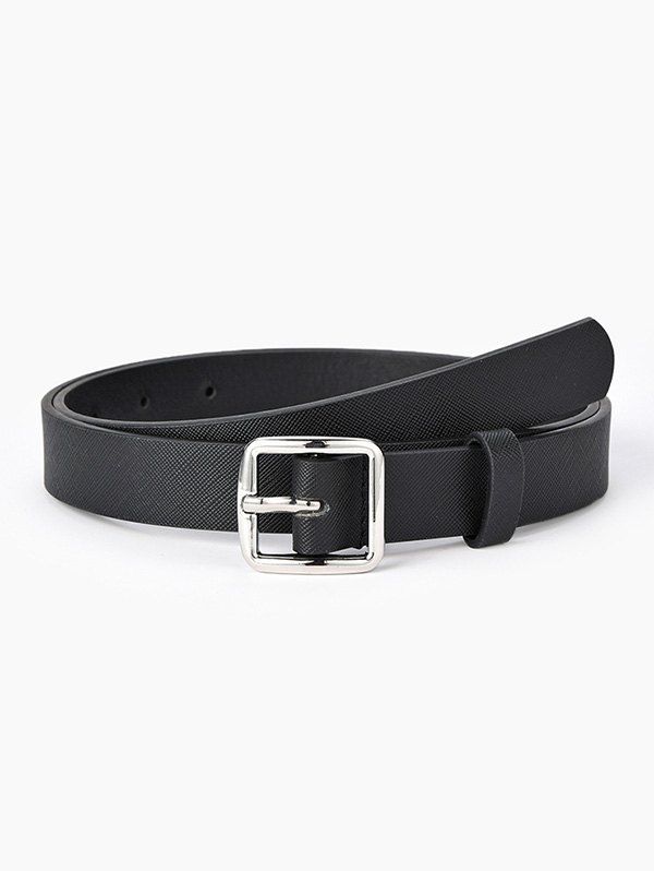 

Brief Square Pin Buckle Jeans Textured Belt, Black