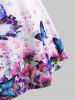 T-Shirt Tunique à Décolleté Plongeant à Imprimé Papillons et Fleurs Grande-Taille - Rose clair 2X