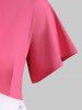 T-Shirt Tunique à Décolleté Plongeant à Imprimé Papillons et Fleurs Grande-Taille - Rose clair 3X