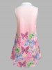 Plus Size Sleeveless Ombre Color Butterfly Print Blouse -  