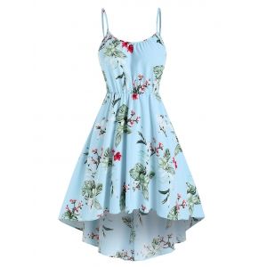 

Bohemian High Low Floral Print Midi Dress, Light blue