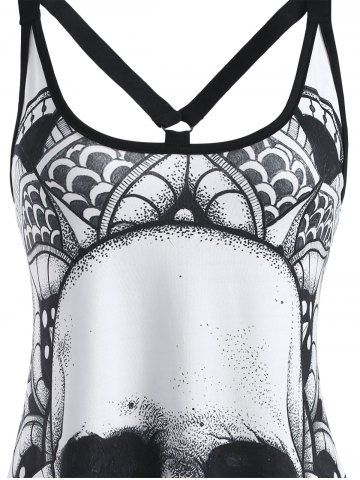 Skull Flower Strappy O Ring Tank Dress