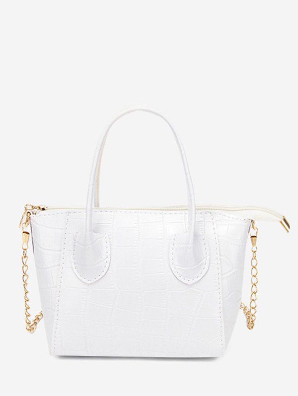 

Chain Stone Grain Solid Tote Bag, White