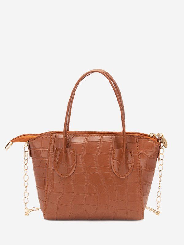

Chain Stone Grain Solid Tote Bag, Chestnut red