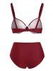 Maillot de Bain Bikini Tressé à Double Bretelle - Rouge foncé M