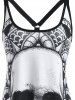 Skull Flower Strappy O Ring Tank Dress -  