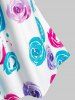 Plus Size Sleeveless Floral Print Lace Panel Blouse -  