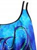Flounce Overlay Tummy Control Octopus Print Tankini Swimwear -  