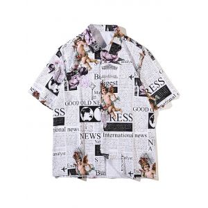 

Button Up Angel Renaissance Graphic Shirt, White