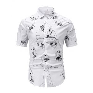 

Figure Drawing Print Button Up Shirt, White
