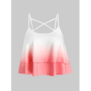 

Gradient Layered Crop Cami Tank Top, Light pink