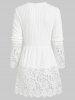 Lacing Ribbed Lace Panel Knitted Top -  