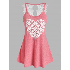 

Floral Heart Pattern Applique Tank Top, Light pink