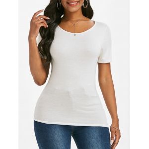 

Flower Lace Insert Short Sleeve See Thru T-shirt, White