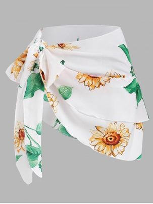 Multiway Tied Sunflower Layered Cover Up
