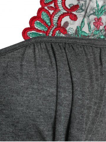 Plus Size Front Tie Embroidered Tee