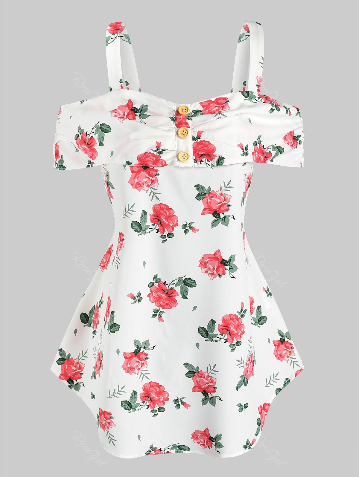 Outfit Cold Shoulder Floral Print Flounce T-shirt  