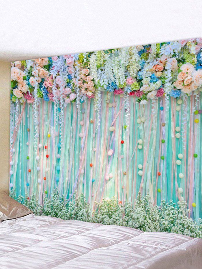 

Flowers Ribbon 3D Print Waterproof Wall Tapestry, Multi