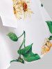 Sunflower Print Tied O Ring Tank Top -  