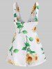 Sunflower Print Tied O Ring Tank Top -  