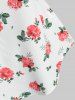 Cold Shoulder Floral Print Flounce T-shirt -  