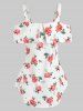 Cold Shoulder Floral Print Flounce T-shirt -  