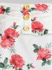 Cold Shoulder Floral Print Flounce T-shirt -  