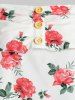 T-shirt Volanté Imprimé Floral à Épaules Nues - Rose clair XXL