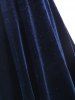 Robe à Bretelle Croisée Brillante en Velours à Paillettes - Bleu profond S