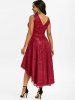 Lace Sequined Plunging Surplice Dress -  